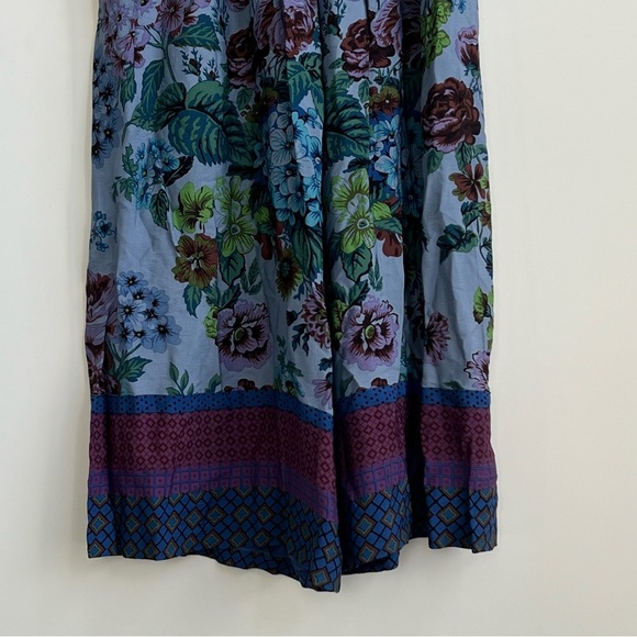 Anthropologie Maeve Pants Terrace Floral Palazzo Pants 10 purple blue flowy wide - Picture 11 of 15